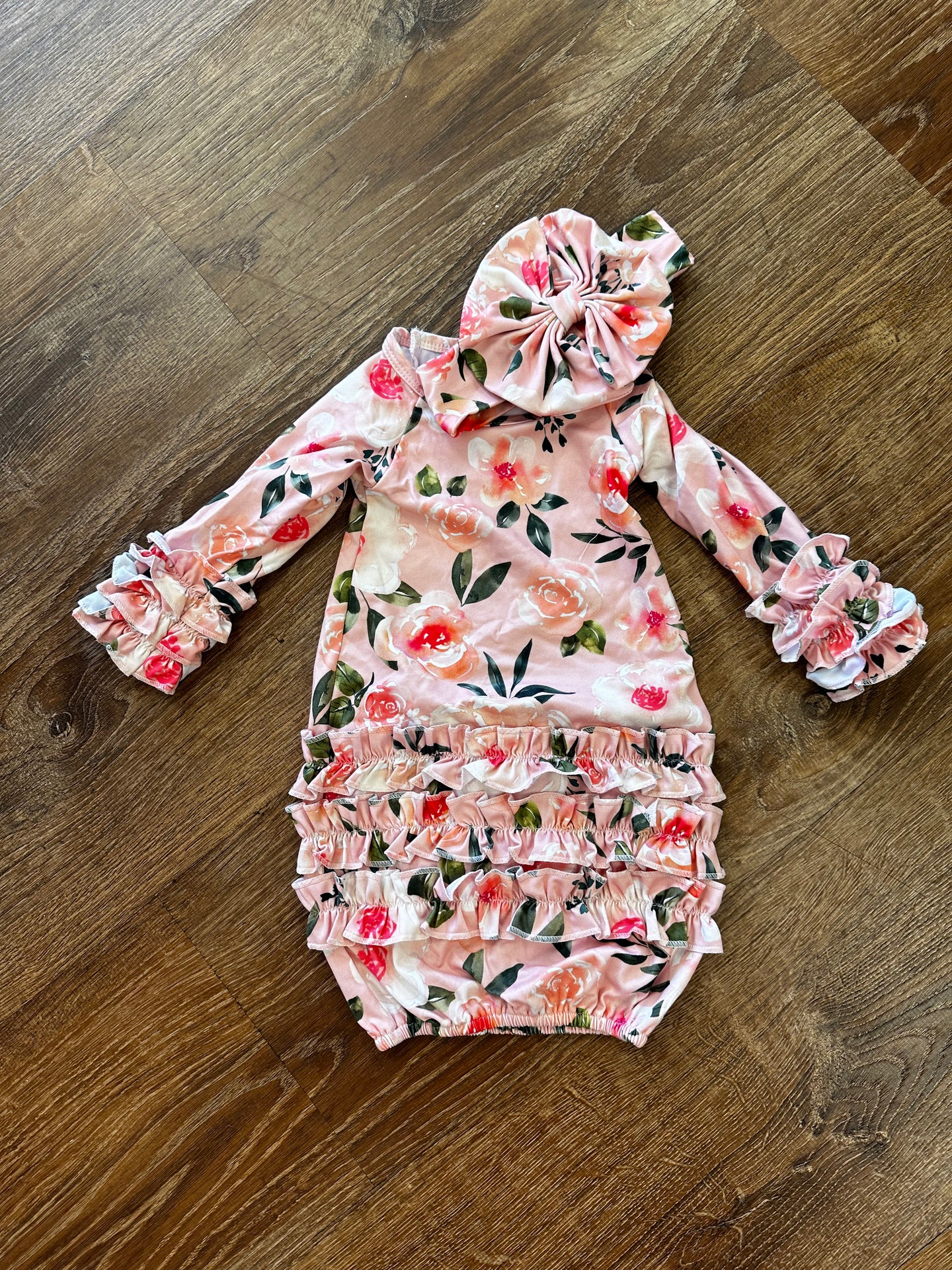 Peachy Floral Baby Gown