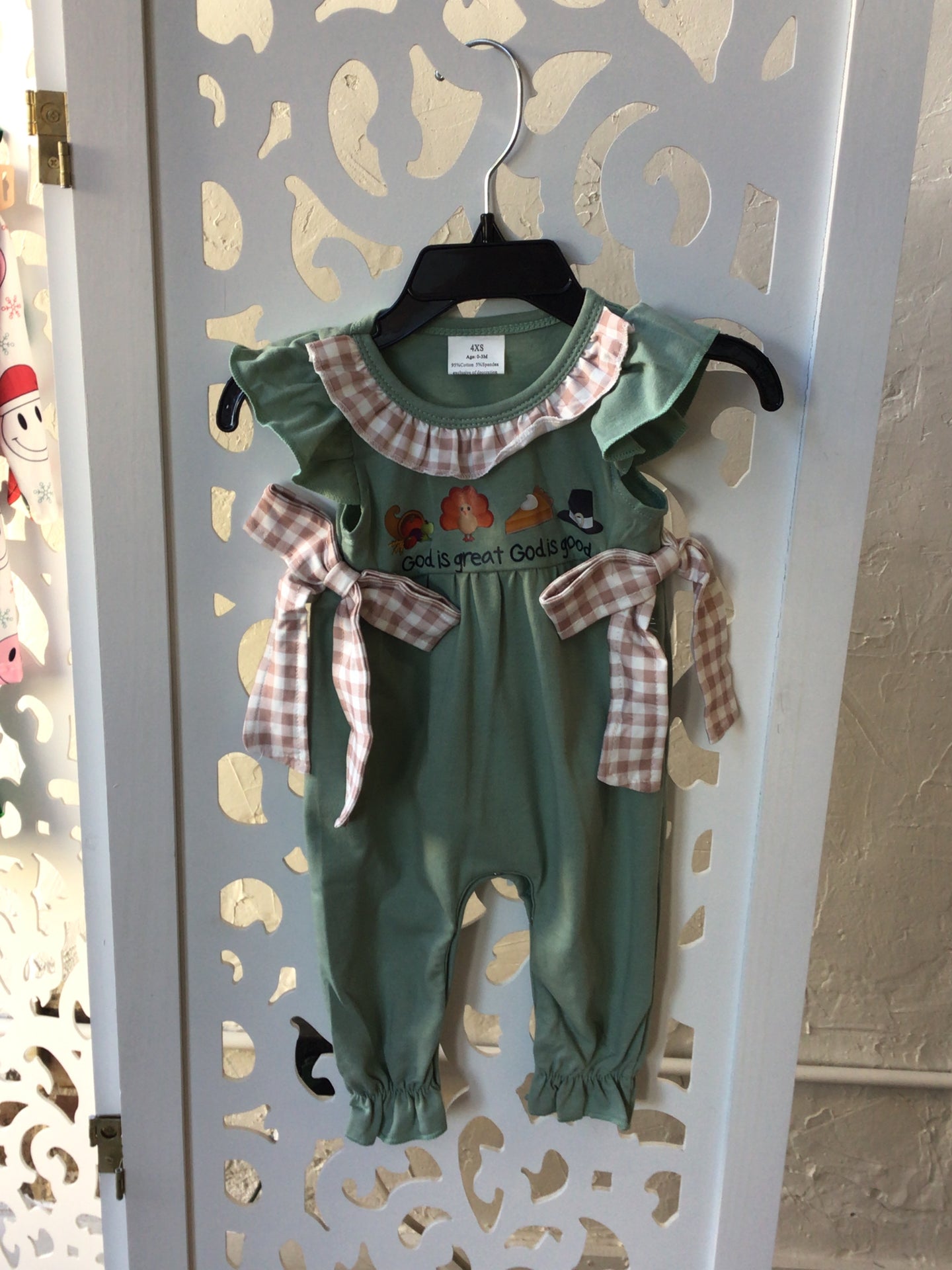 Baby Girl Turkey Romper Green