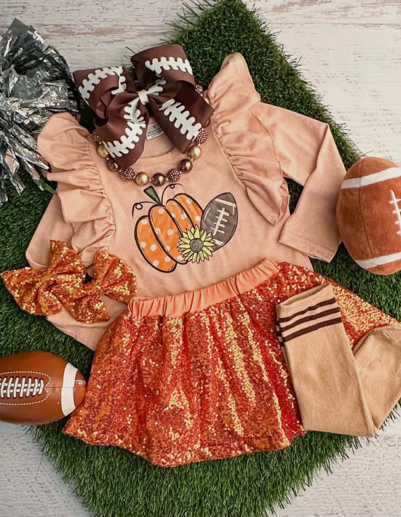 Football sequin skirt set