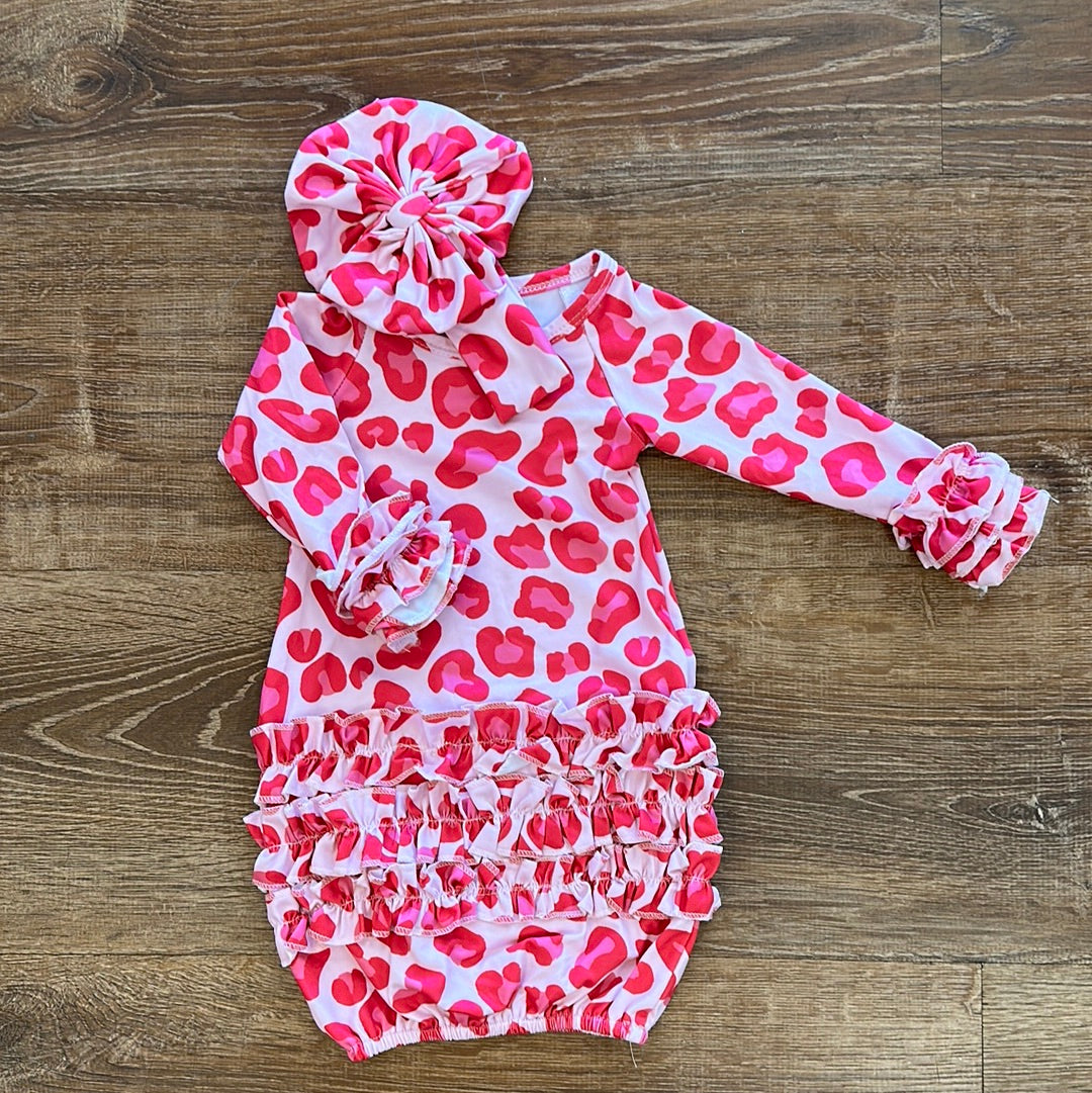 Hot Pink Leopard Baby Gown