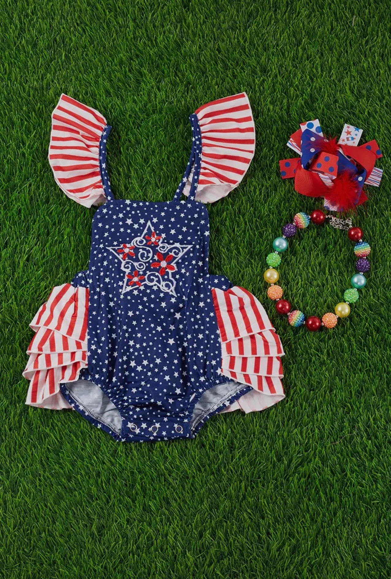 Star Romper with Ruffle Butt