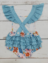 Load image into Gallery viewer, Blue &amp; Floral Ruffled Butt Bubble
