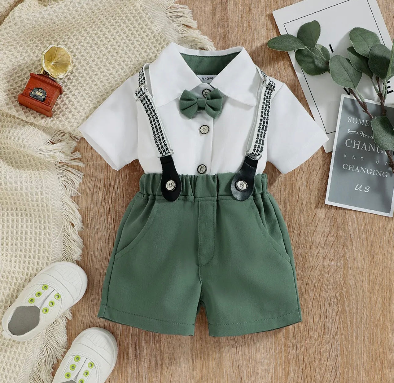 Green Bow tie outfit