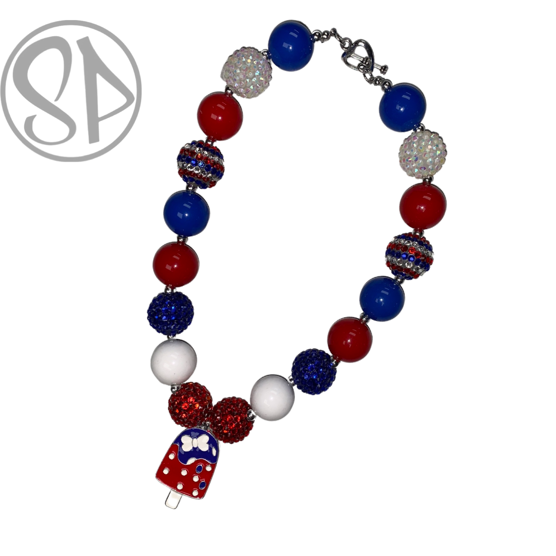 Red White and Blue Popcicle Necklace